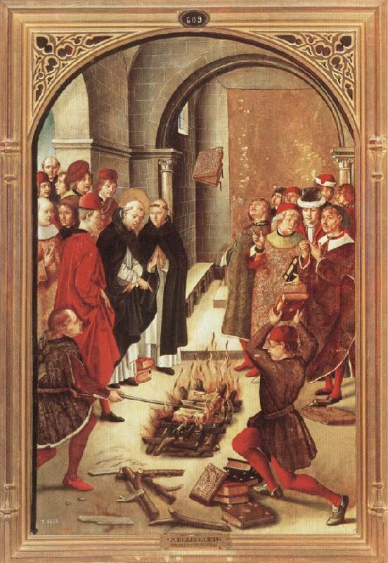 BERRUGUETE, Pedro Scenes from the Life of Saint Dominic:The Burning of the Books oil painting image